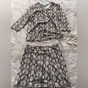 Antthony Monochrome Snake Print Top & Skirt Set